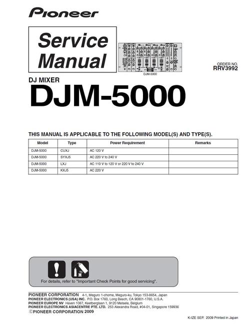 Product picture Pioneer DJM-5000 Mixer , Original Service Manual