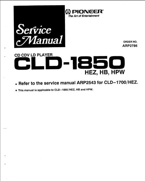 Product picture Pioneer CLD-1850 Laser Disc , Service Manual