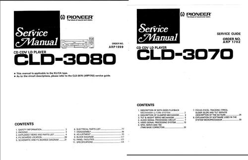 Product picture Pioneer  CLD-3080 & CLD-3070 Laser Disc , Service Manual