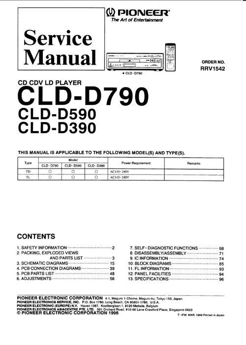 Product picture Pioneer CLD-D-390 D-590 D-790  Laser Disc , Service Manual 