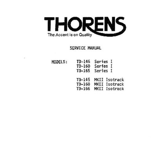 Product picture Thorens TD-145 , TD-160 , TD-165 ,  Service Manual