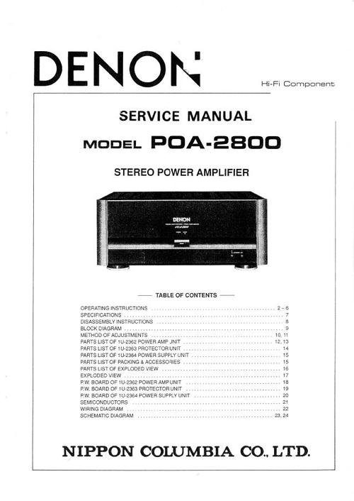 Product picture Denon POA-2800 , Power Amplifier , original Service Manual 