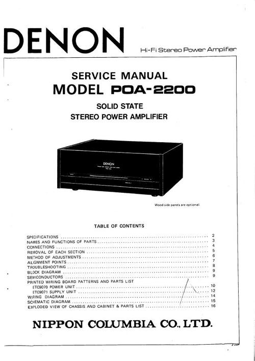 Product picture Denon POA-2200 , Power Amplifier , original Service Manual 