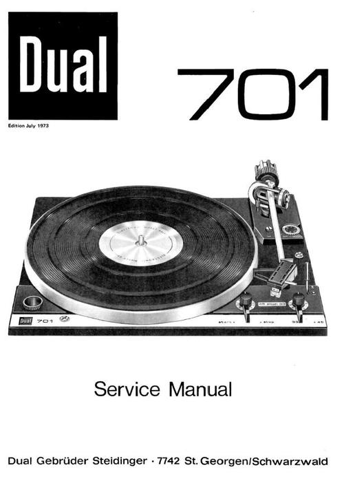 Product picture Dual 701 Turntable Service Manual