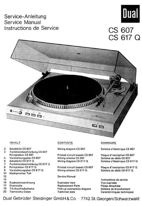 Product picture Dual CS-617-Q Turntable Service Manual