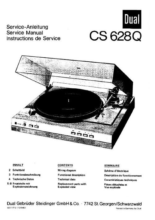 Product picture Dual CS-628-Q Turntable Service Manual