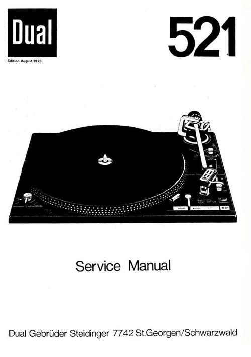 Product picture Dual 521 Turntable Service Manual