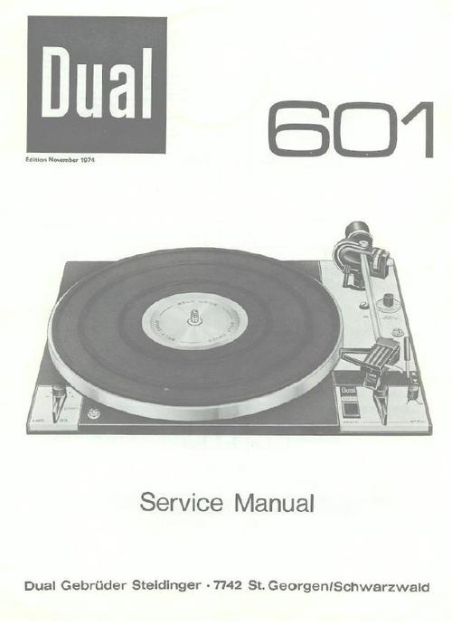 Product picture Dual 601 Turntable Service Manual
