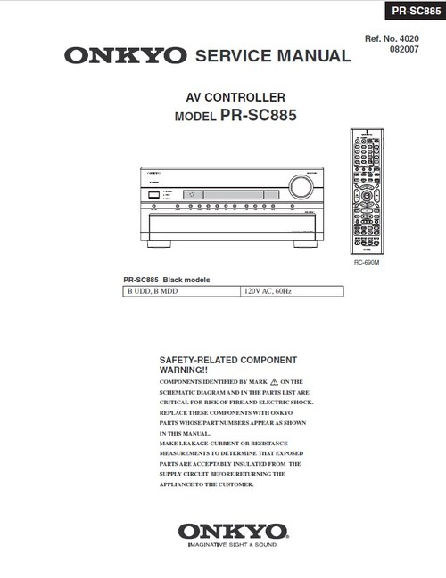 Product picture Onkyo PR-SC885 Service Manual