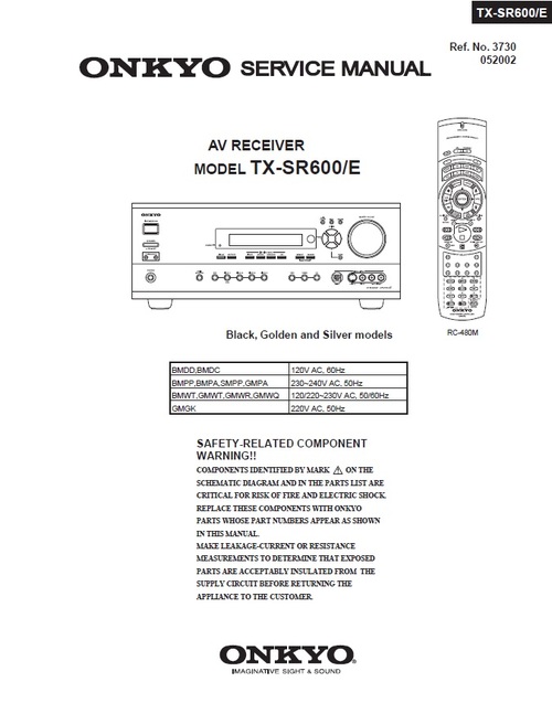 Product picture Onkyo TX-SR600 Service Manual