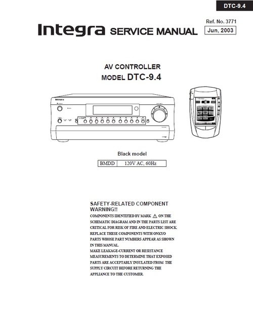 Product picture Onkyo Integra DTC-9.4 Preamplifier Service Manual