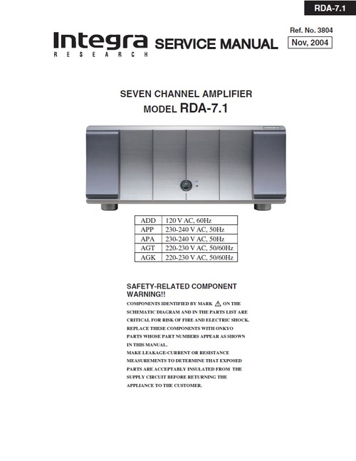 Product picture Onkyo RDA-7.1 Service Manual