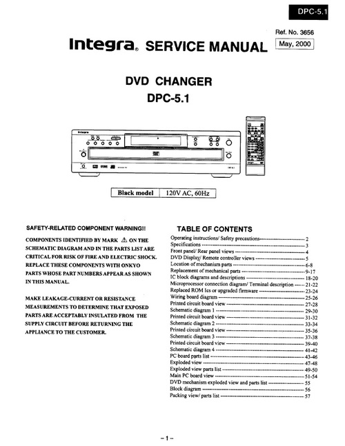 Product picture Onkyo Integra DPC-5.1 Service Manual