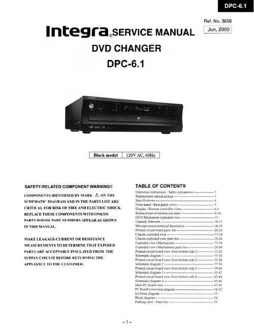 Product picture Onkyo Integra DPC-6.1 Service Manual