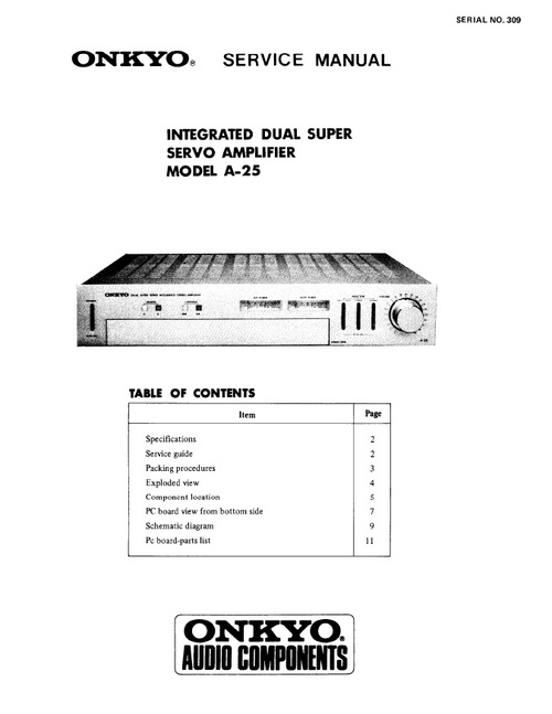 Product picture Onkyo A-25 Service Manual