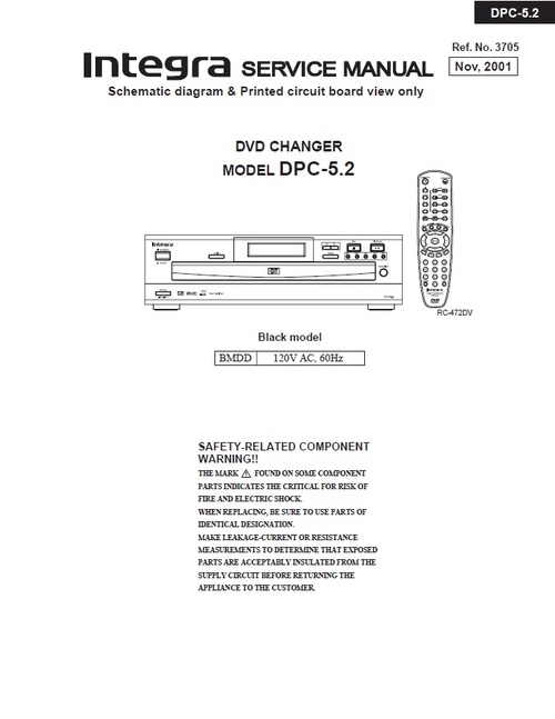 Product picture Onkyo Integra DPC-5.2 Service Manual