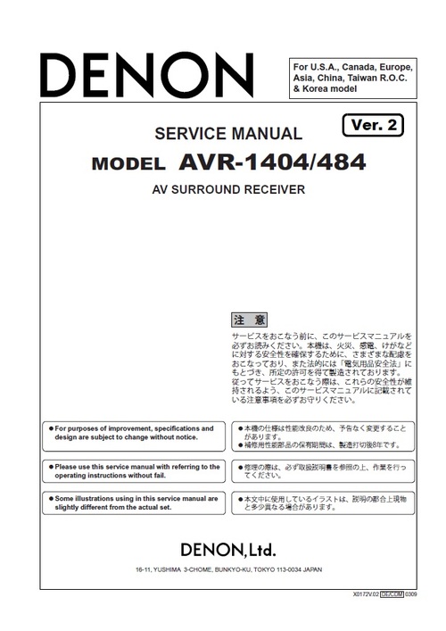 Product picture Denon AVR-484 Service Manual