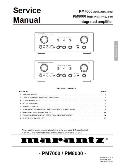 Product picture Marantz PM-7000 & PM-8000 Service Manual