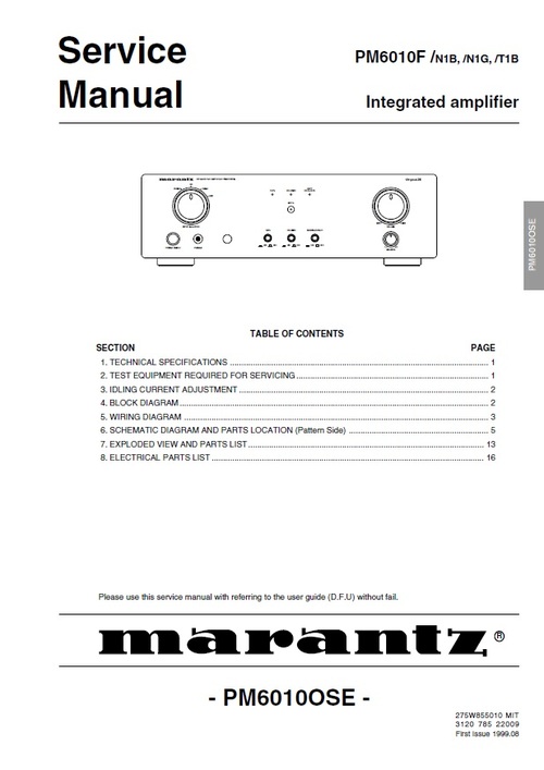 Product picture Marantz PM-6010F OSE Service Manual