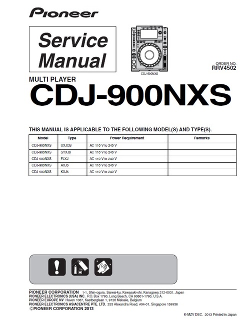 Product picture Pioneer DJM-900-NXS NEXUS Service Manual