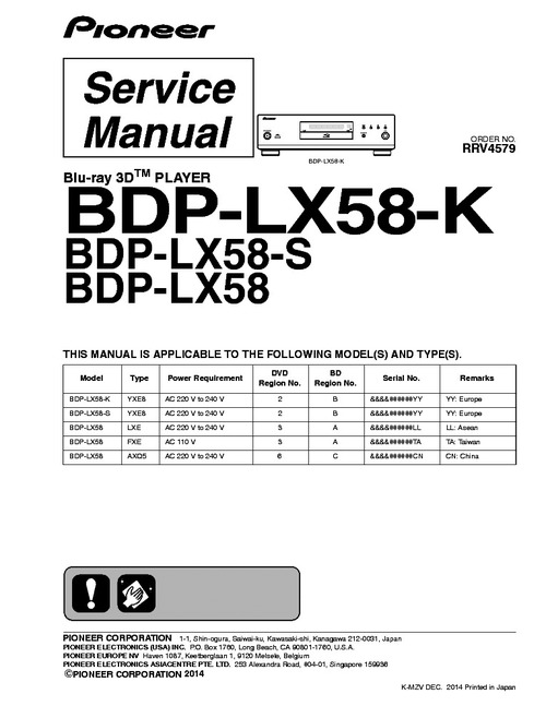Product picture Pioneer BDP-LX58, BDP-85FD Blu Ray FULL Service Manual