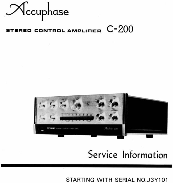 Product picture Accuphase  C-200 Preamplifier Service Manual