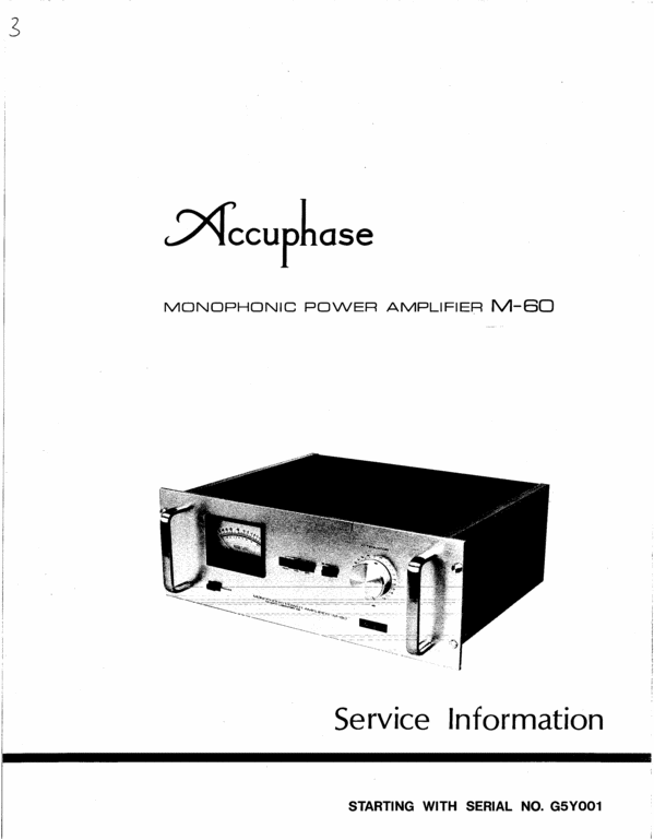 Product picture Accuphase  M-60 mono power amplifier Service Manual