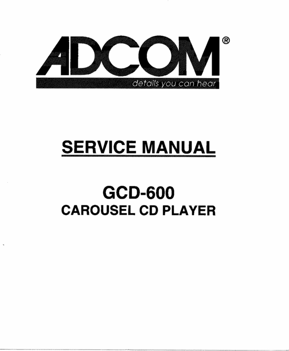 Product picture Adcom GCD-600 Original Service Manual