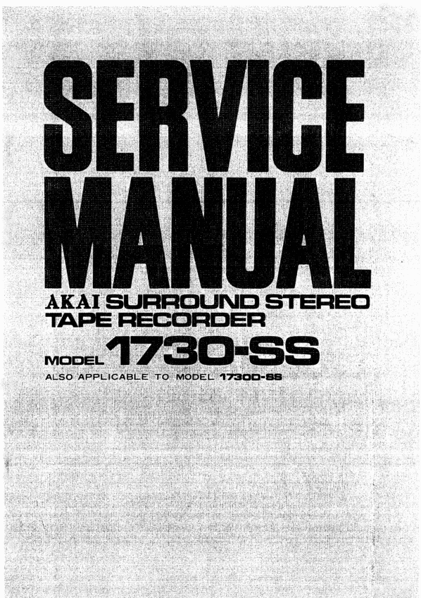 Product picture Akai 1730-SS reel to reel tape recorder Service Manual