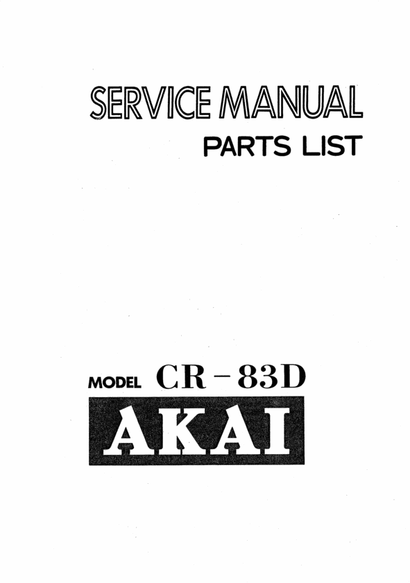 Product picture Akai CR-83-D , 8 track tape recorder Service Manual