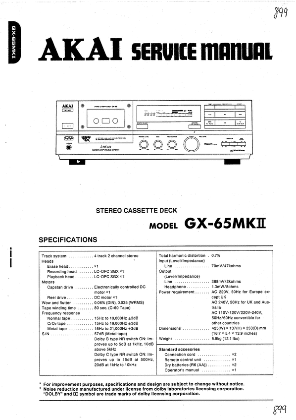 Product picture Akai GX-65 mk2 cassette deck , Service Repair Manual