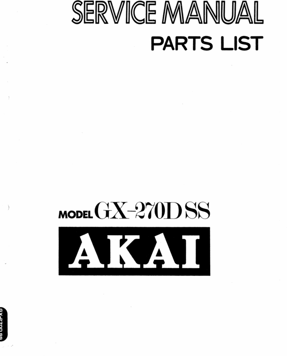 Product picture Akai GX-270 DSS    reel to reel tape recorder Service Manual