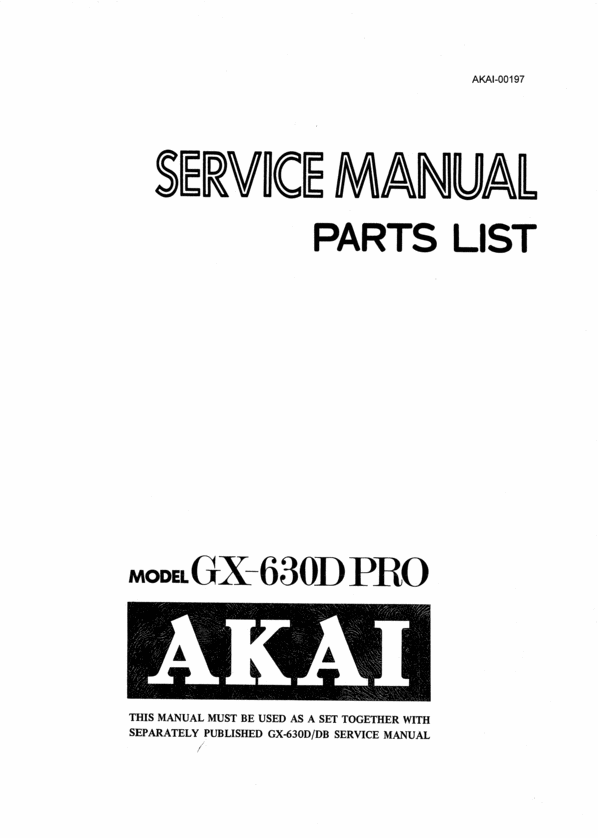 Product picture Akai GX-630-Pro  reel tape recorder Service Manual
