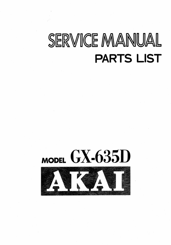 Product picture Akai GX-635D   reel tape recorder Service Manual