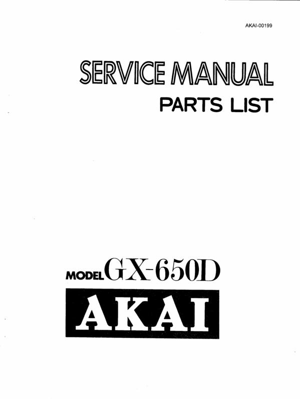 Product picture Akai GX-650D  reel tape recorder Service Manual