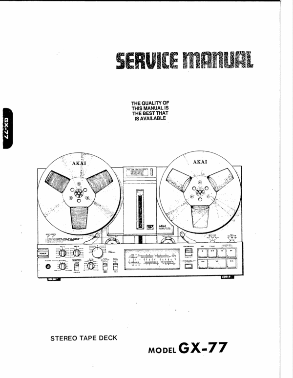 Product picture Akai GX-77 reel to reel tape recorder Service Manual