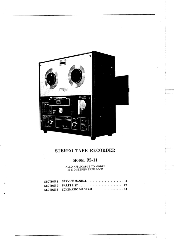 Product picture Akai M-11 , M-11D reel tape recorder Service Manual