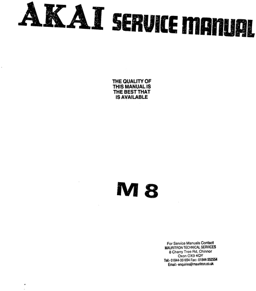 Product picture Akai M-8 reel tape recorder Service Manual