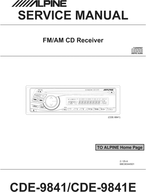 Product picture Alpine CDE-9841 Service Manual