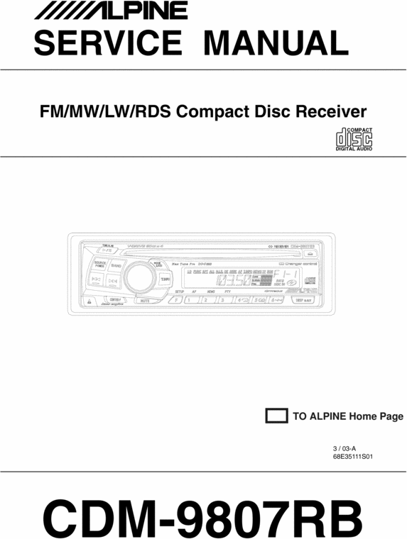 Product picture Alpine CDM-9807-RB Service Manual