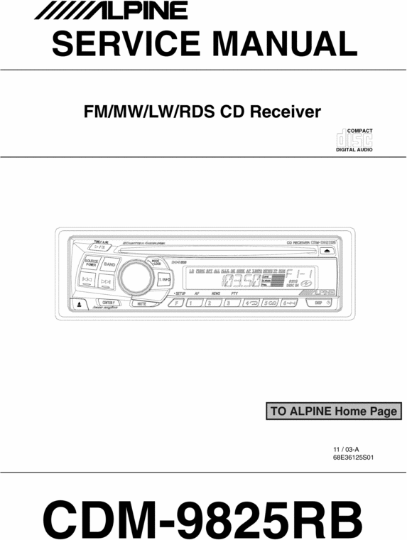Product picture Alpine CDM-9825-RB Service Manual