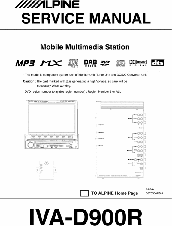 Product picture Alpine IVA-D-900-R Service Manual