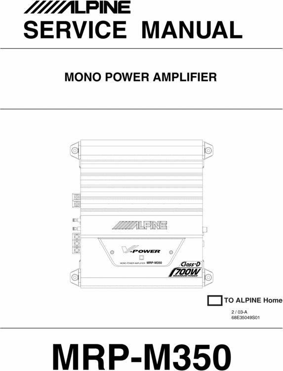 Product picture Alpine MRP-M-350 Service Manual