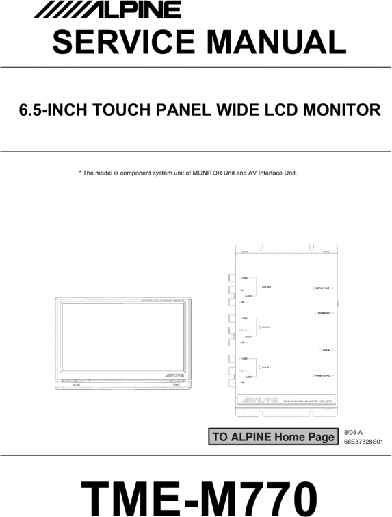 Product picture Alpine TME-M-770  Service Manual