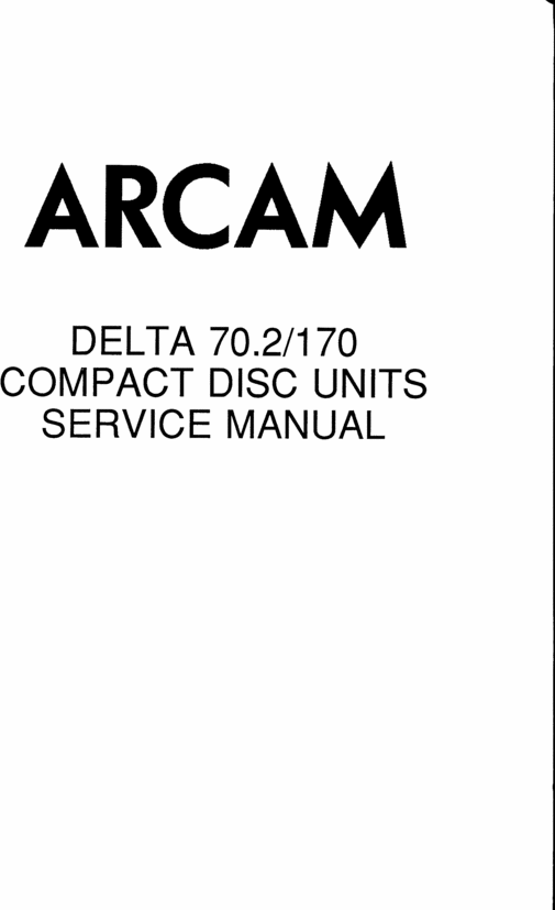 Product picture Arcam Delta Cd 70.2 & 170  Original Service Manual