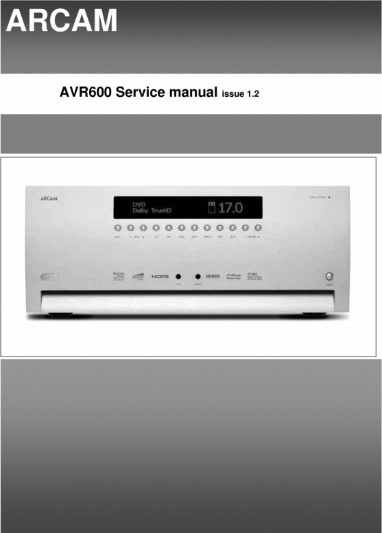 Product picture Arcam DiVA AVR-600 issue 2 ,  Original Service Manual