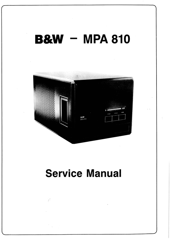 Product picture B&W MPA-810 Bowers & Wilkins , Service Manual