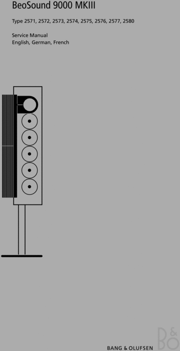 Product picture Bang & Olufsen Beosound 9000 mk3 Service Manual