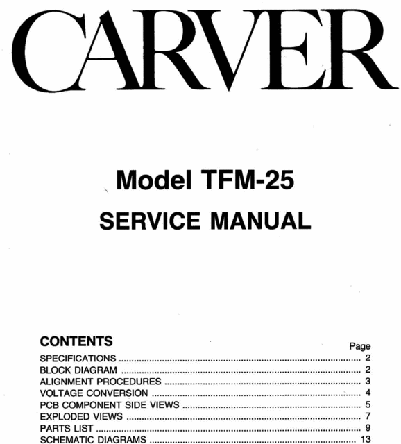Product picture Carver TFM-25 original Service Manual