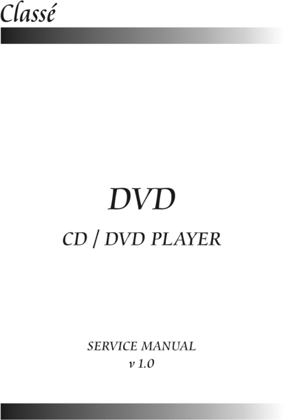 Product picture Classe  CD-DVD Player ,Original  Service Manual